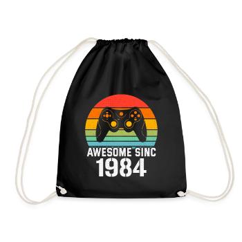 1984 Birthday Gift For All Gamers 1984 - Drawstring Bag - black - Front