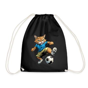 Katze Fussball - Turnbeutel - Schwarz - Vorne