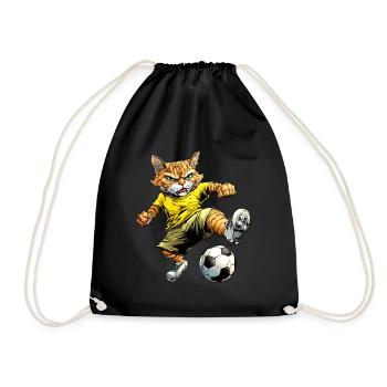 Katze Fussball - Turnbeutel - Schwarz - Vorne