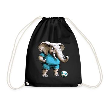 Soccer Elephant - Drawstring Bag - black - Front