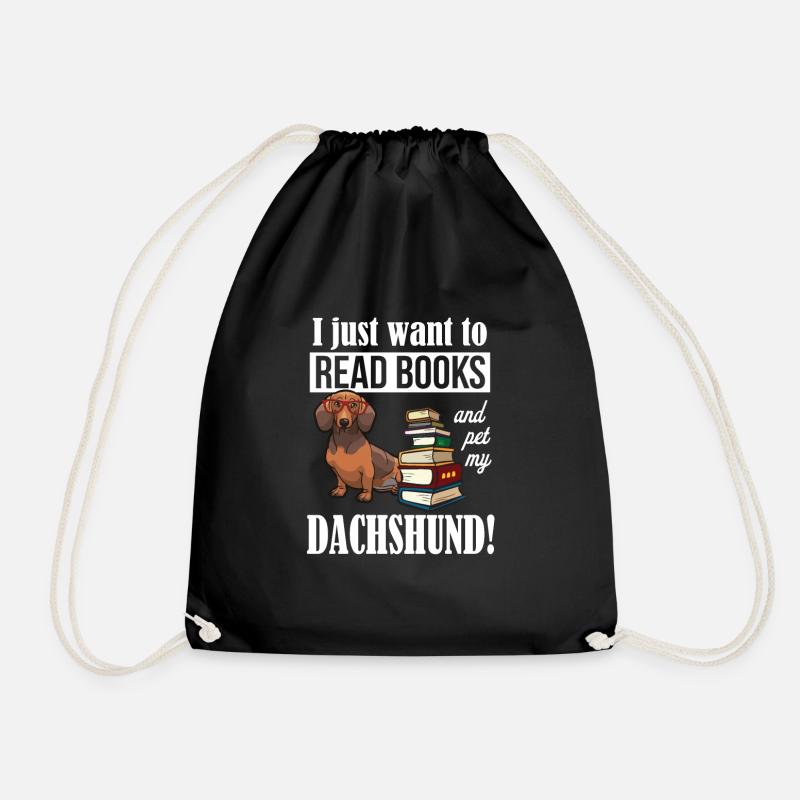 Dachshund - Drawstring Bag - black