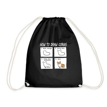 corgi - Drawstring Bag - black - Front