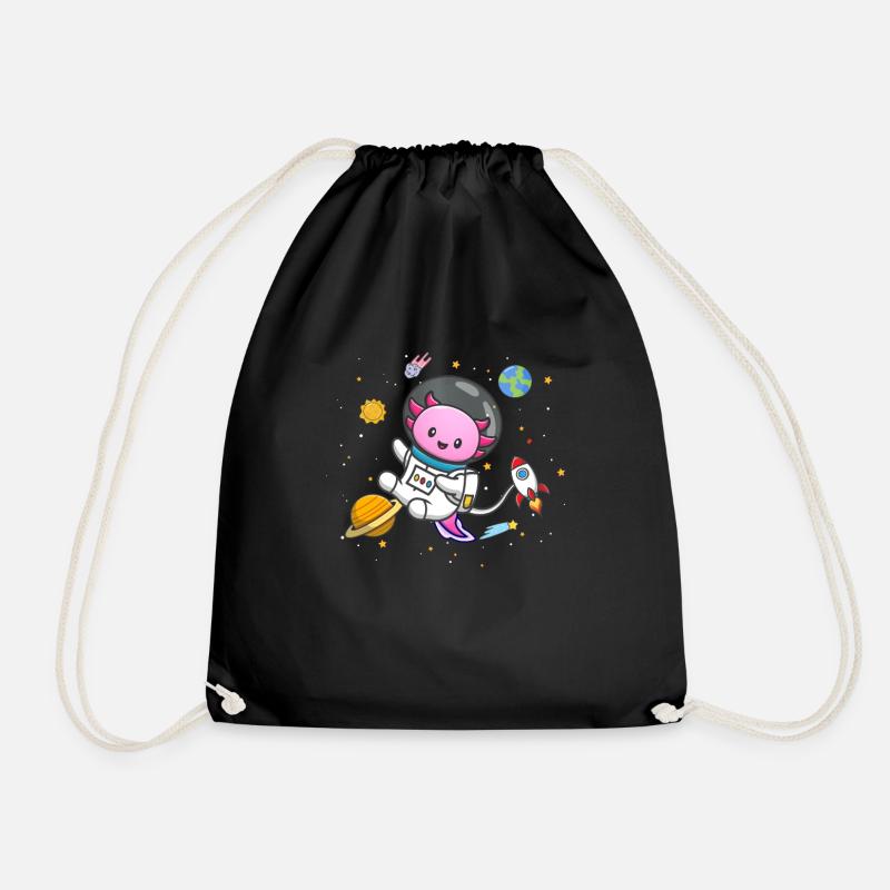 Axolotl - Drawstring Bag - black
