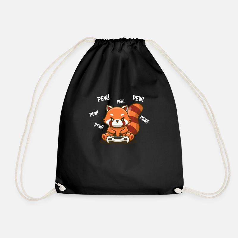 Red Panda - Drawstring Bag - black