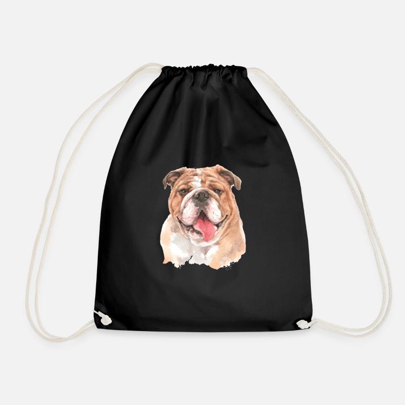 English Bulldog - Drawstring Bag - black