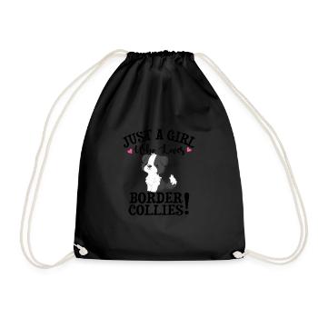 Border Collie - Drawstring Bag - black - Front