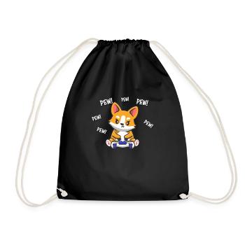 Corgi - Drawstring Bag - black - Front