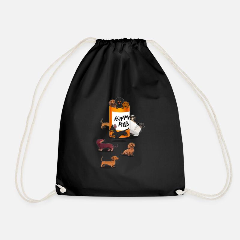 Dachshund - Drawstring Bag - black