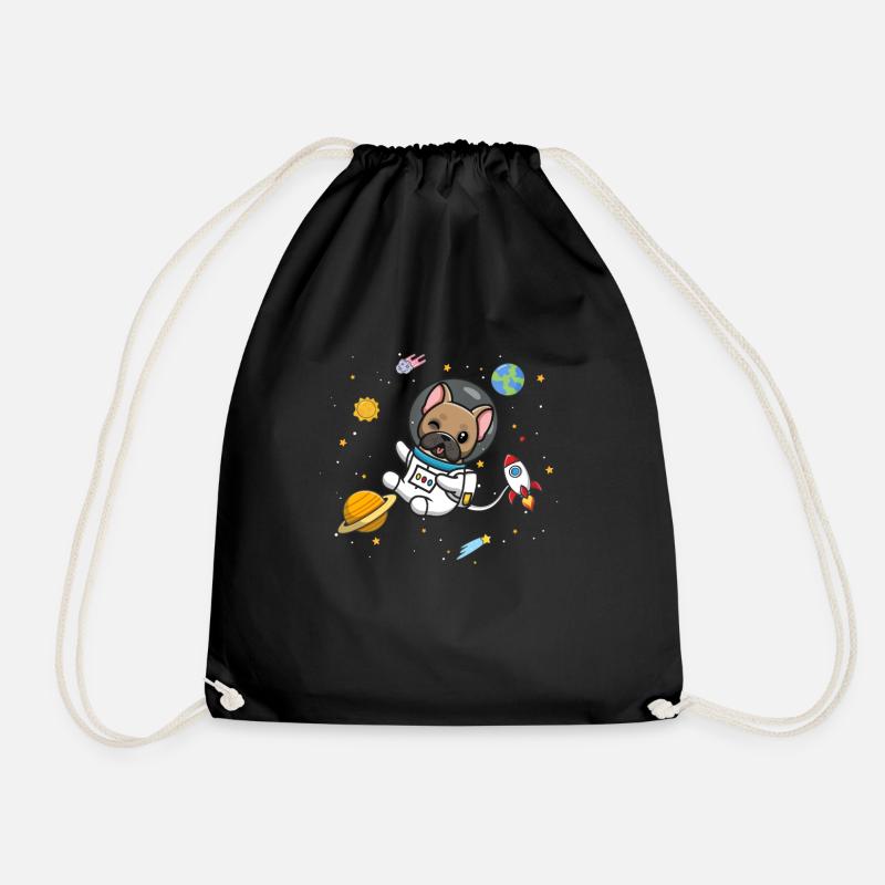 French Bulldog - Drawstring Bag - black