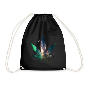 Galaxy Hanfblatt - Cannabis - Weed - Turnbeutel - Schwarz - Vorne