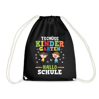 Tschüss Kindergarten Hallo Schule - Einschulung - Turnbeutel - Schwarz - Vorne