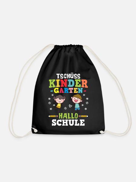 Tschüss Kindergarten Hallo Schule - Einschulung - Turnbeutel - Schwarz