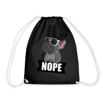 Französische Bulldogge: NOPE - Turnbeutel - Schwarz - Vorne