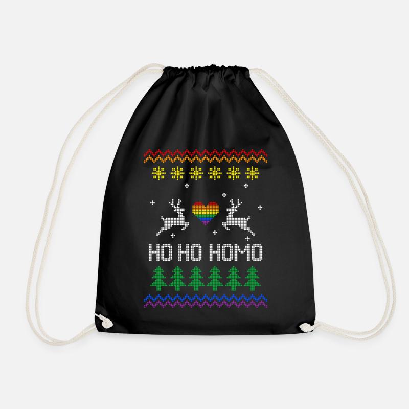 Ho Ho Homo - Ugly LGBT Christmas Sweater - Turnbeutel - Schwarz
