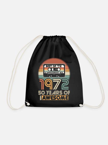 1972 Jahrgang geboren Vintage 50 Geburtstag Retro - Turnbeutel - Schwarz