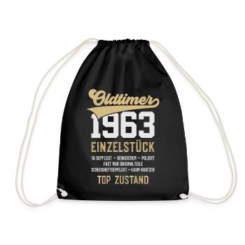 63. GEBURTSTAG OLDTIMER 1963 - Turnbeutel - Schwarz - Vorne