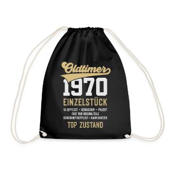 56. GEBURTSTAG OLDTIMER 1970 - Turnbeutel - Schwarz - Vorne