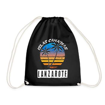Lanzarote Sommer Sonne Strand Meer Palmen - Turnbeutel - Schwarz - Vorne