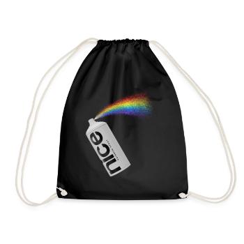 nice - Das spritzige Regenbogen Spray - Turnbeutel - Schwarz - Vorne