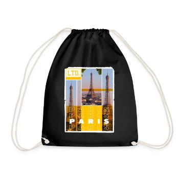 Paris France City Skyline Eiffel Tower Holiday - Drawstring Bag - black - Front