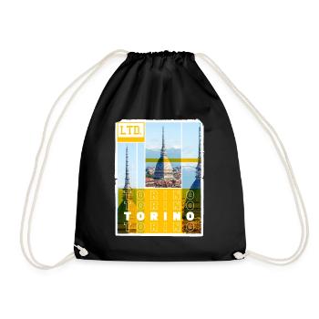 Turin Torino Italy City Skyline Holiday Love - Drawstring Bag - black - Front