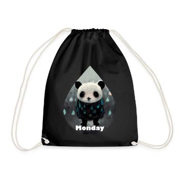 Panda im Regen - Montag Morgen - Turnbeutel - Schwarz - Vorne