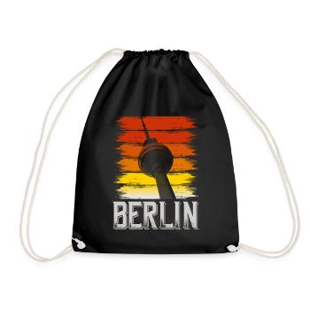Berlin Germany City Skyline Vintage Retro - Drawstring Bag - black - Front