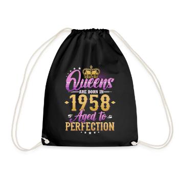Queen 1958 born birthday gift - Drawstring Bag - black - Front