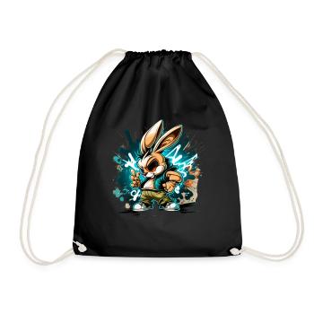 Chibi Anime Hase - Cool Anime ∞ Manga Rabbit - Turnbeutel - Schwarz - Vorne