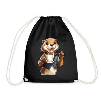 Coffee Addicted Otter Coffee Lover Animal Funny - Sac de sport léger - noir - Devant