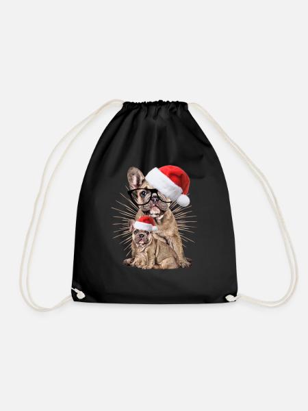 französische BulldoggeWeihnachten Hund Hunde - Turnbeutel - Schwarz