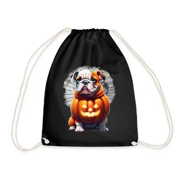 Bulldogge Halloween Hund HUNDE - Turnbeutel - Schwarz - Vorne