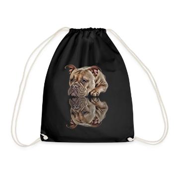 Bulldog Old English Bulldog Dog Dogs - Drawstring Bag - black - Front