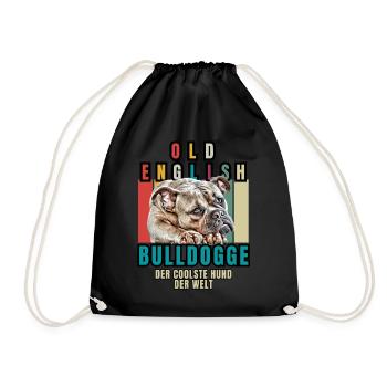 Bulldog Old English Bulldog Dog Dogs - Drawstring Bag - black - Front