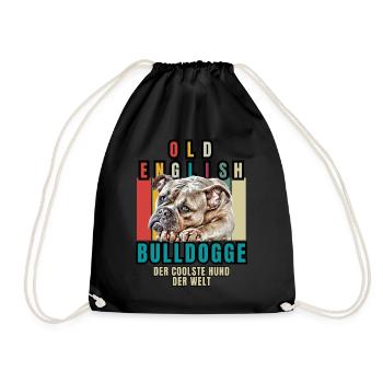 Bulldog Old English Bulldog Dog Dogs - Drawstring Bag - black - Front