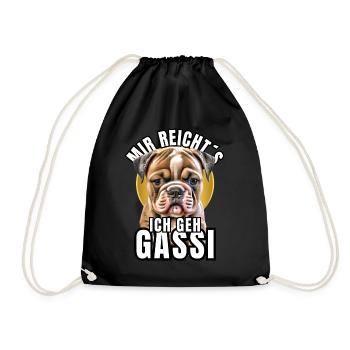 I'M GOING FOR A WALK - BULLDOG DOG DOGS - Drawstring Bag - black - Front
