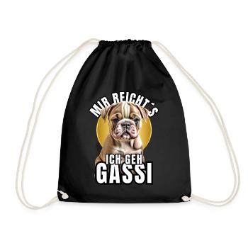 I'M GOING FOR A WALK - BULLDOG DOG DOGS - Drawstring Bag - black - Front