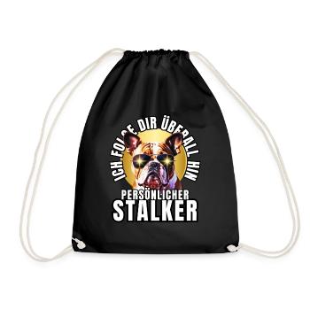 PERSONAL STALKER BULLDOG DOG DOGS - Drawstring Bag - black - Front