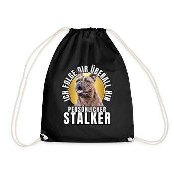 PERSONAL STALKER BULLDOG DOG DOGS - Drawstring Bag - black - Front