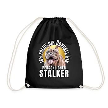 PERSONAL STALKER BULLDOG DOG DOGS - Drawstring Bag - black - Front
