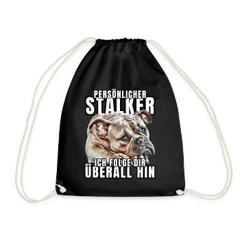 PERSONAL STALKER BULLDOG DOG DOGS - Drawstring Bag - black - Front