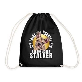 PERSONAL STALKER BULLDOG DOG DOGS - Drawstring Bag - black - Front