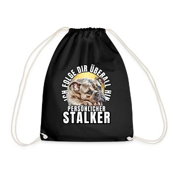 PERSONAL STALKER BULLDOG DOG DOGS - Drawstring Bag - black - Front