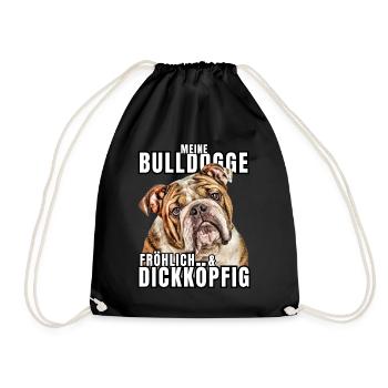 My BULLDOG cheerful & stubborn dog DOGS - Drawstring Bag - black - Front