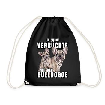 Je suis le FOU avec le chien bouledogue CHIENS - Sac de sport léger - noir - Devant