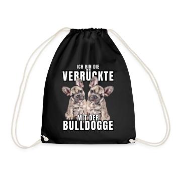 Je suis le FOU avec le chien bouledogue CHIENS - Sac de sport léger - noir - Devant