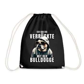 Je suis le FOU avec le chien bouledogue CHIENS - Sac de sport léger - noir - Devant