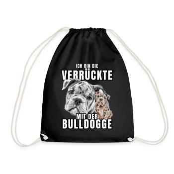 Je suis le FOU avec le chien bouledogue CHIENS - Sac de sport léger - noir - Devant