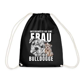 Ne sous-estimez JAMAIS une femme avec un chien bouledogue chien - Sac de sport léger - noir - Devant