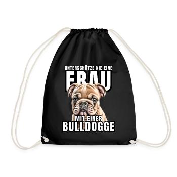 Ne sous-estimez JAMAIS une femme avec un chien bouledogue chien - Sac de sport léger - noir - Devant